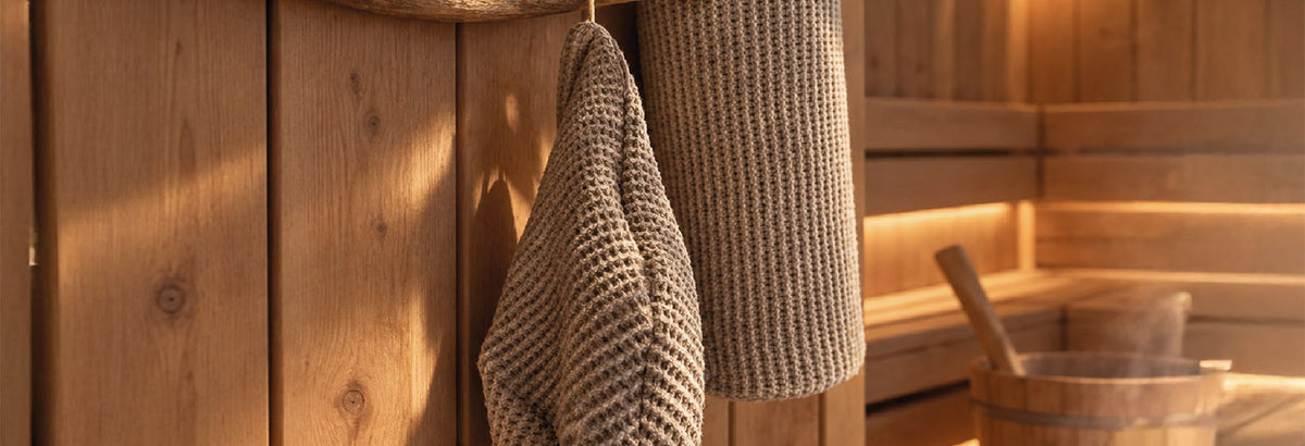 beties waffelpique sauna beanie millieu in einer sauna