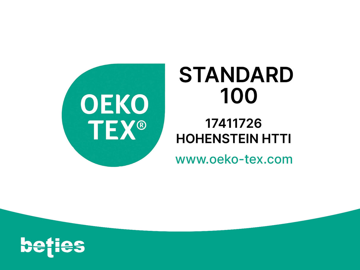 Logo, Oeko-Tex Standard 100 geprueft, mit Pruefnummer 17411726 HOHENSTEIN HTTI