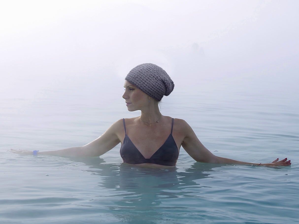 Sauna Beanie – One Size – Saunahut aus Waffelpique Leinen-Baumwoll-Mix – nordisches Design beties "PUR.NATURE"