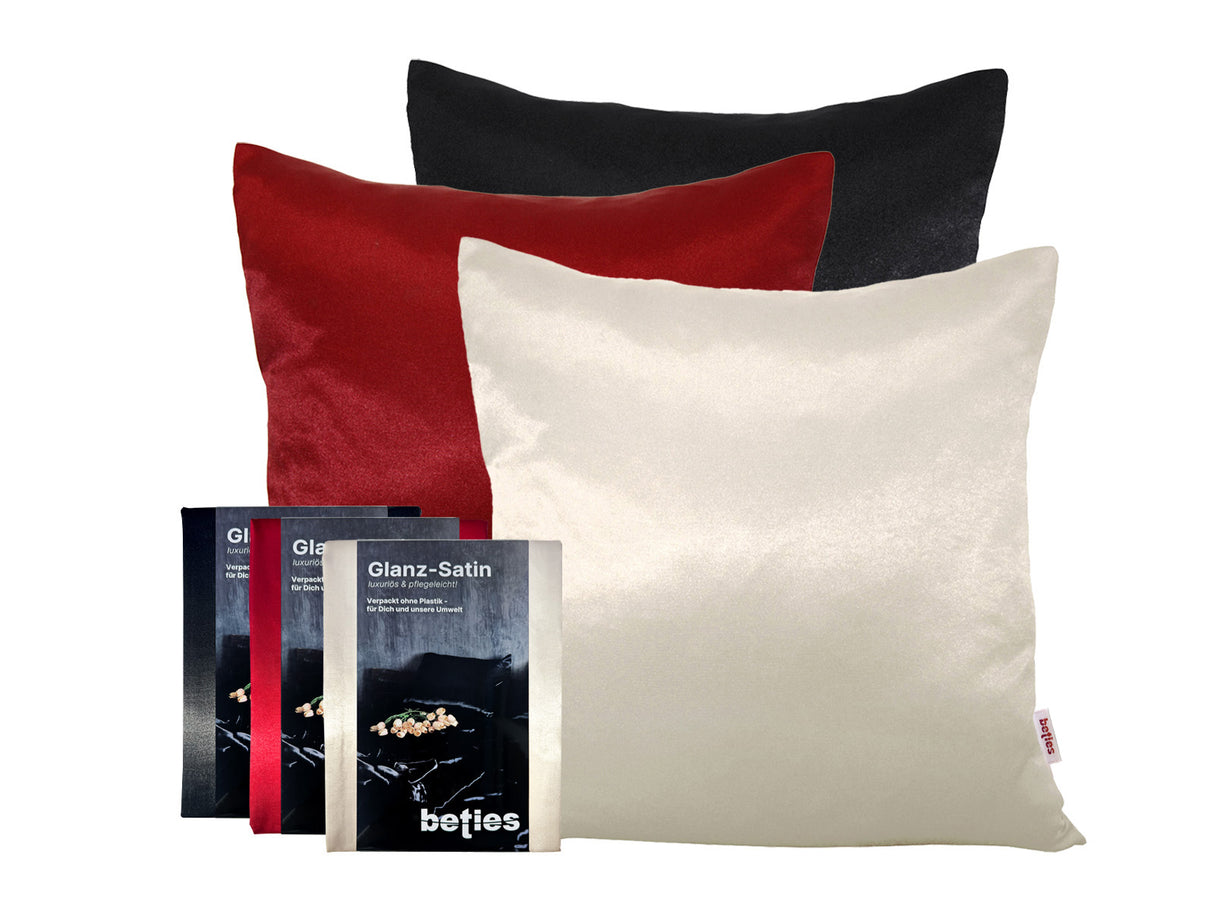 Kissenbezug ca. 40x40 cm Glanz Satin fein fließend für Haare und Haut Seiden-Optik