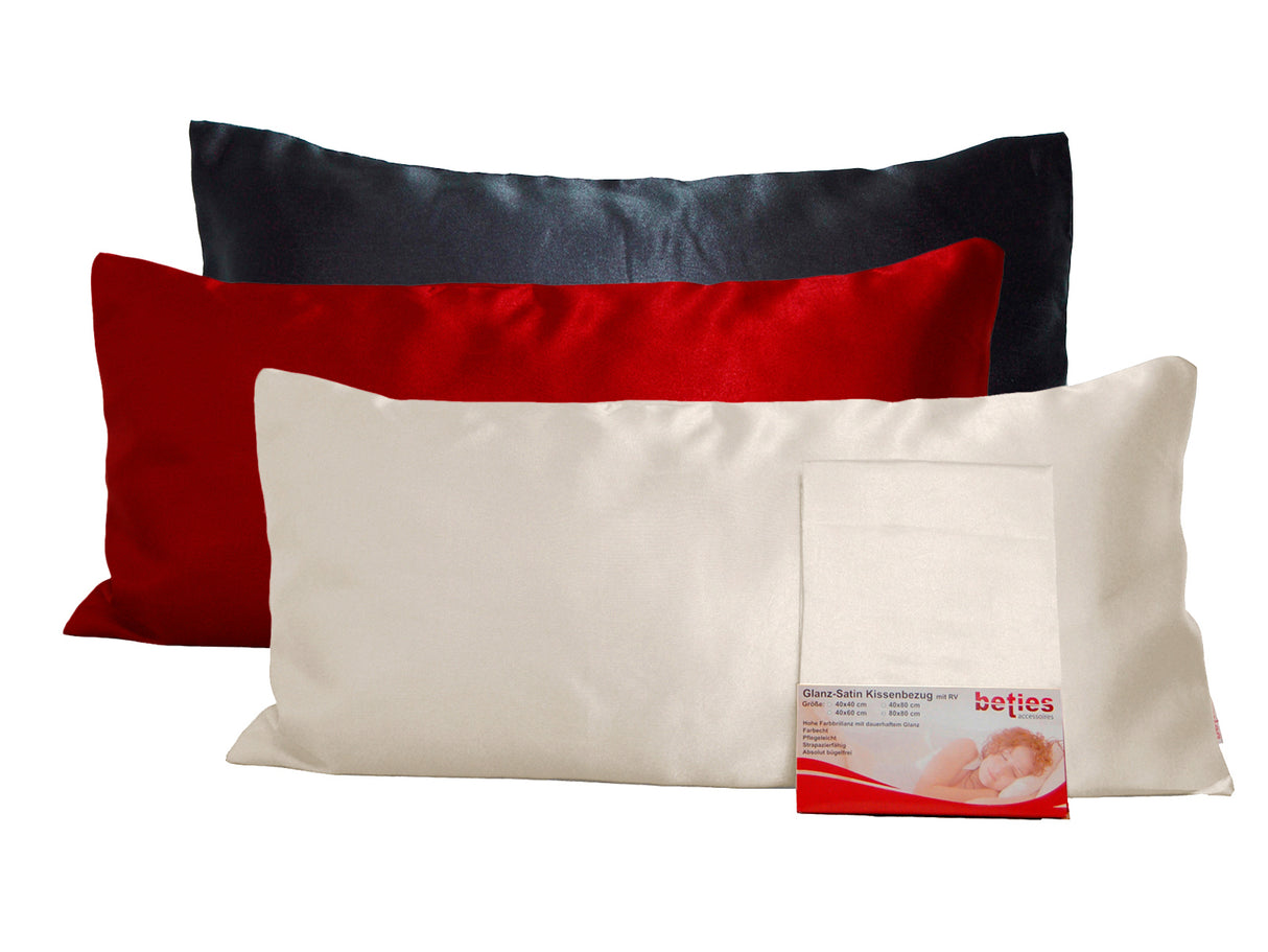 Kissenbezug ca. 40x80 cm Glanz Satin fein fließend für Haare und Haut Seiden-Optik
