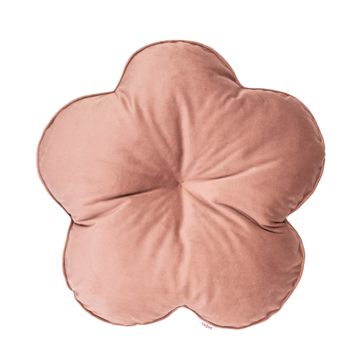 Ein altrosa Samt&Sonders Blumenkissen mit dem beties label unten
