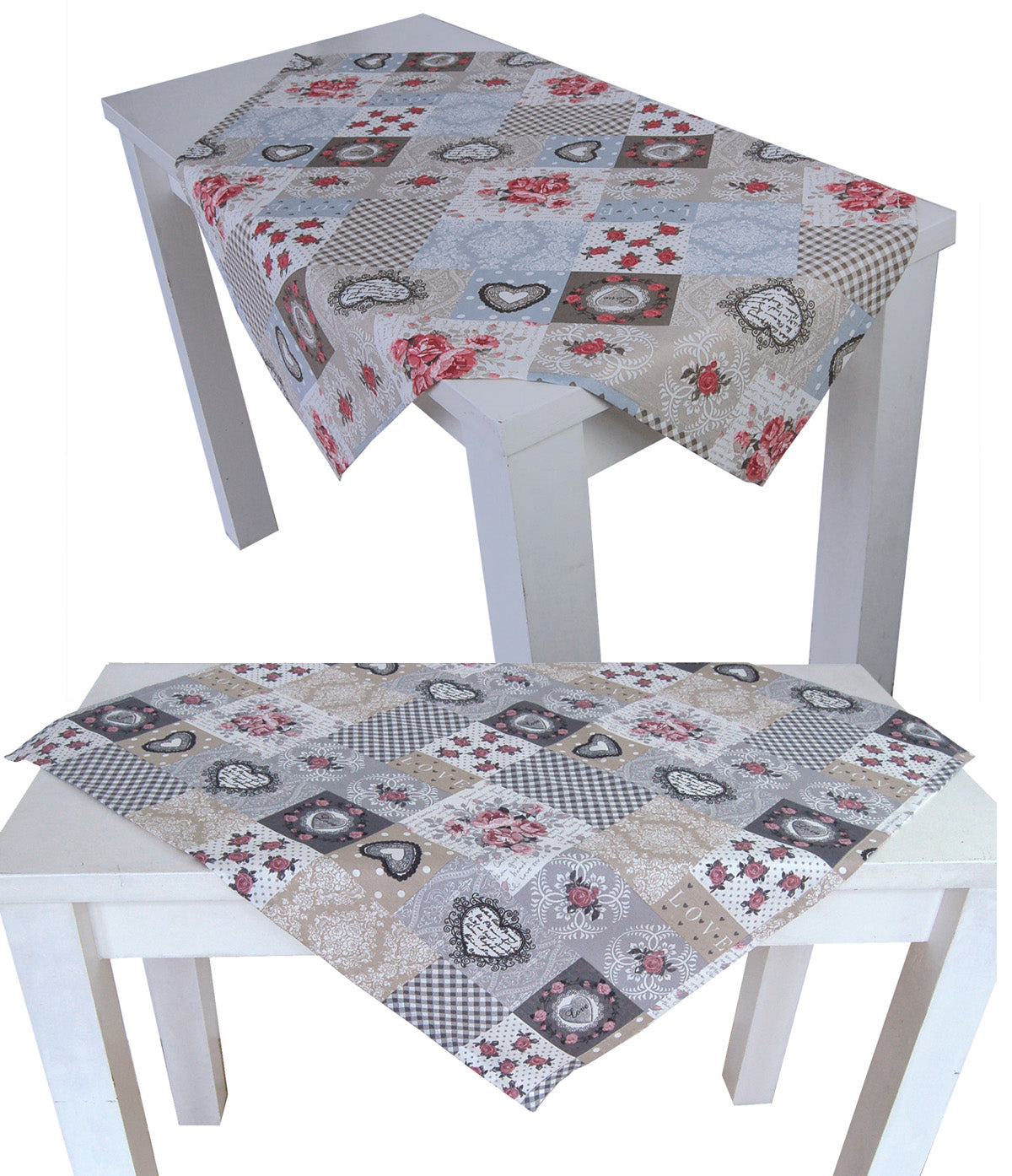 Mitteldecke ca. 80x80 cm Mischgewebe Shabby-Chic beties "Dorfkinder"