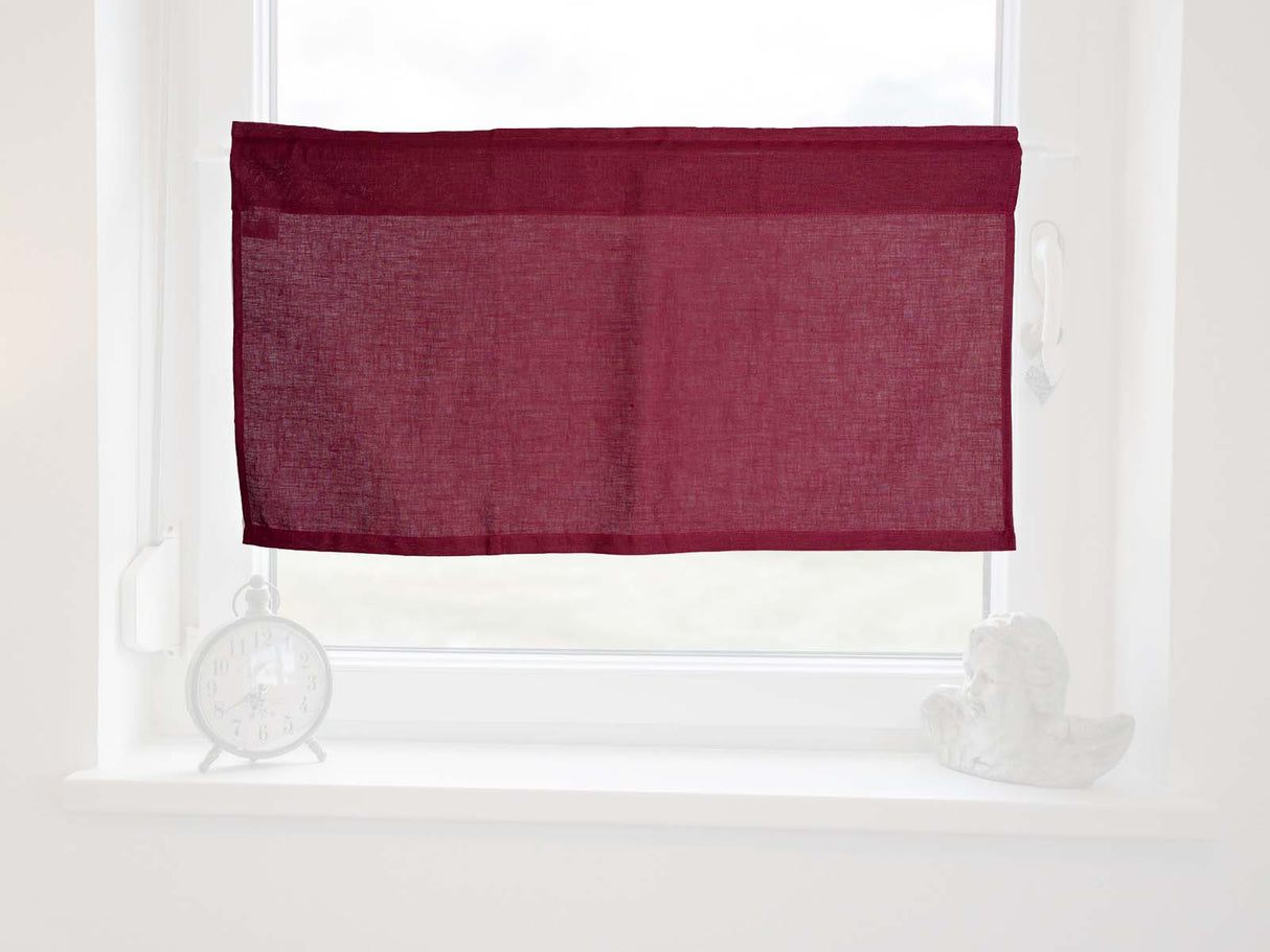 Scheibengardine ca. 85x45 cm merlot-rot 100% Leinen beties "Leinen"