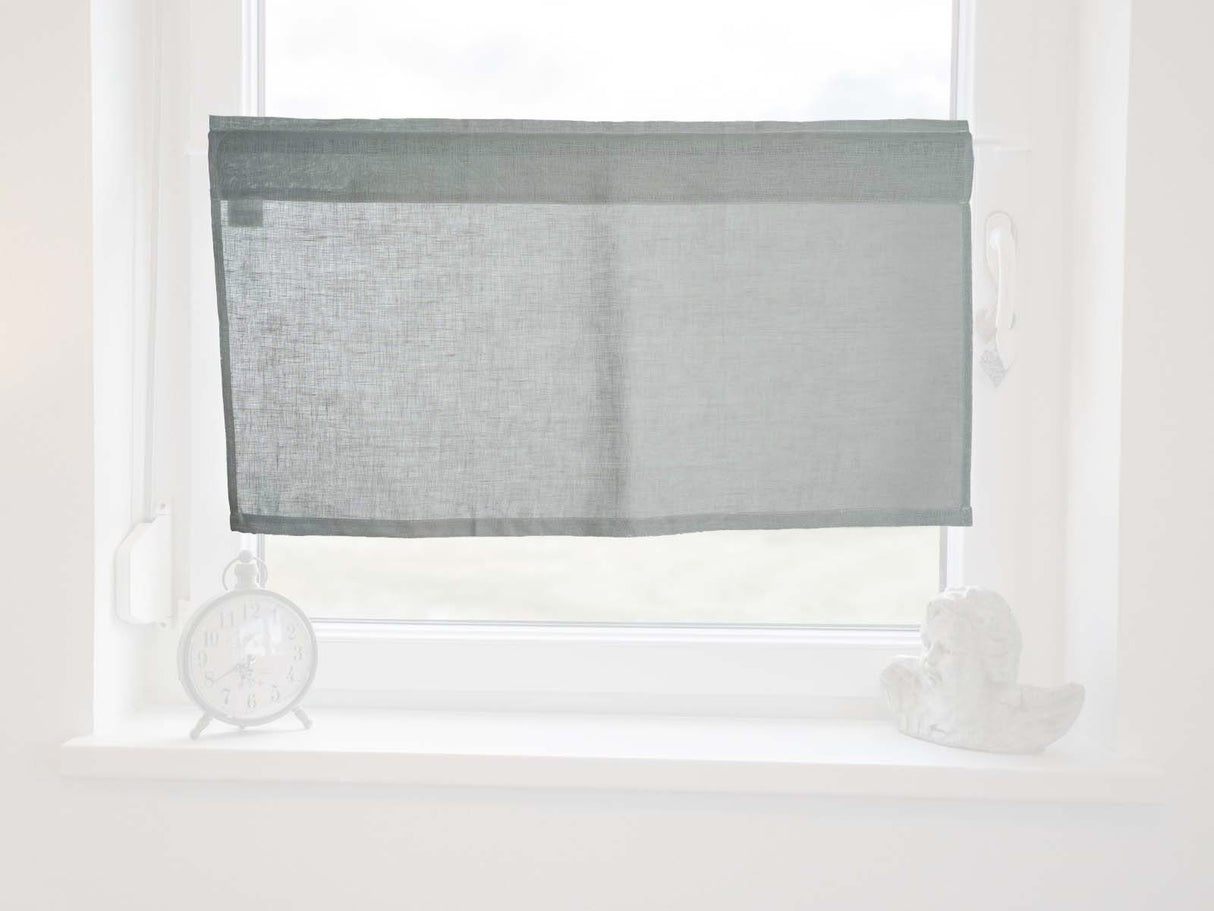 Scheibengardine ca. 85x45 cm stein-grau 100% Leinen beties "Leinen"