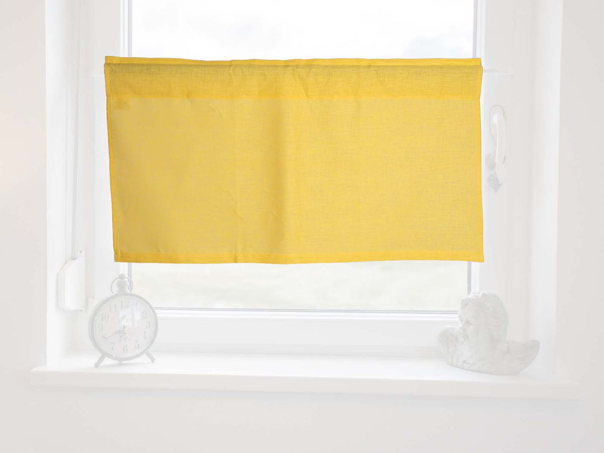 Scheibengardine ca. 85x45 cm zitronen-gelb 100% Leinen beties "Leinen"
