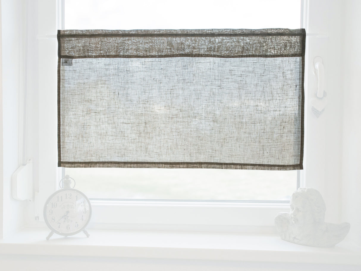 Scheibengardine ca. 85x45 cm leinen-taupe 100% Leinen beties "Leinen"