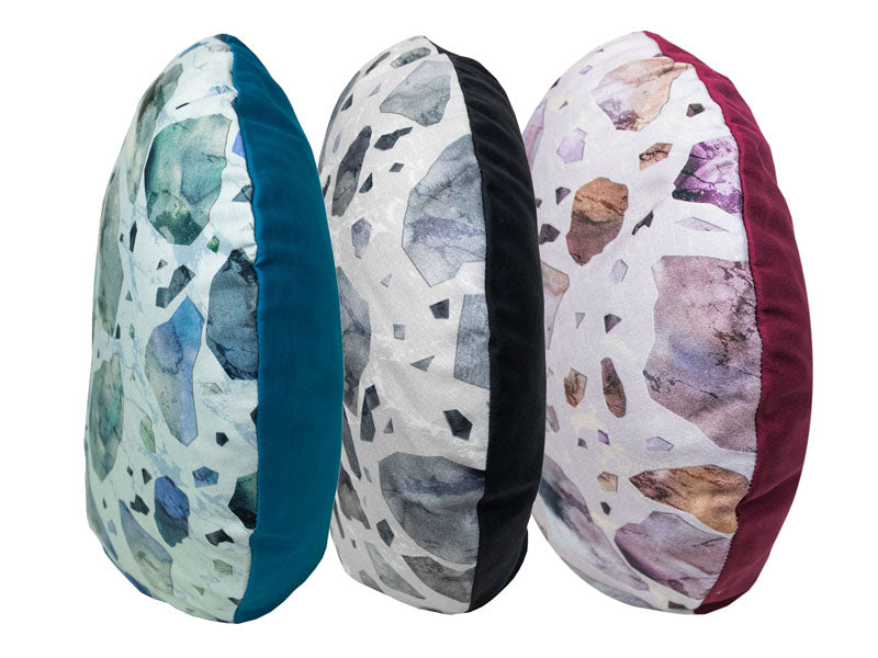 Housse de coussin ronde env. 50 cm Ø mosaïque de marbre/béton beties "LoftHaus"