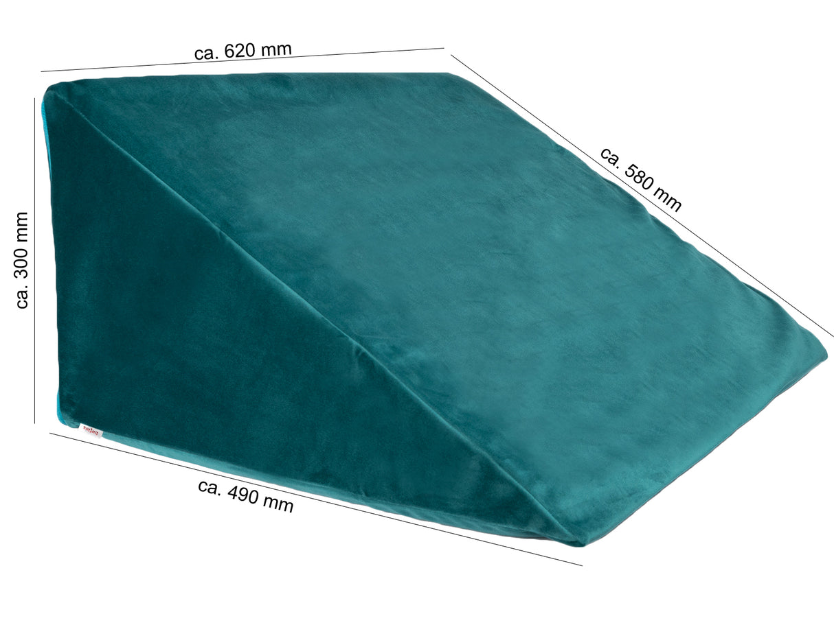 Samt Keilkissenhülle ca. 62x49x30 cm in petrol aus der beties "Samt&Sonders" Serie.