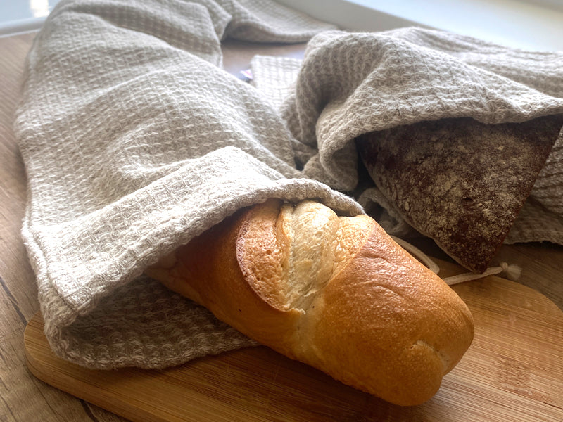 Brot- Baguettebeutel 100% Leinen beties "Leinen-Waffelpique"