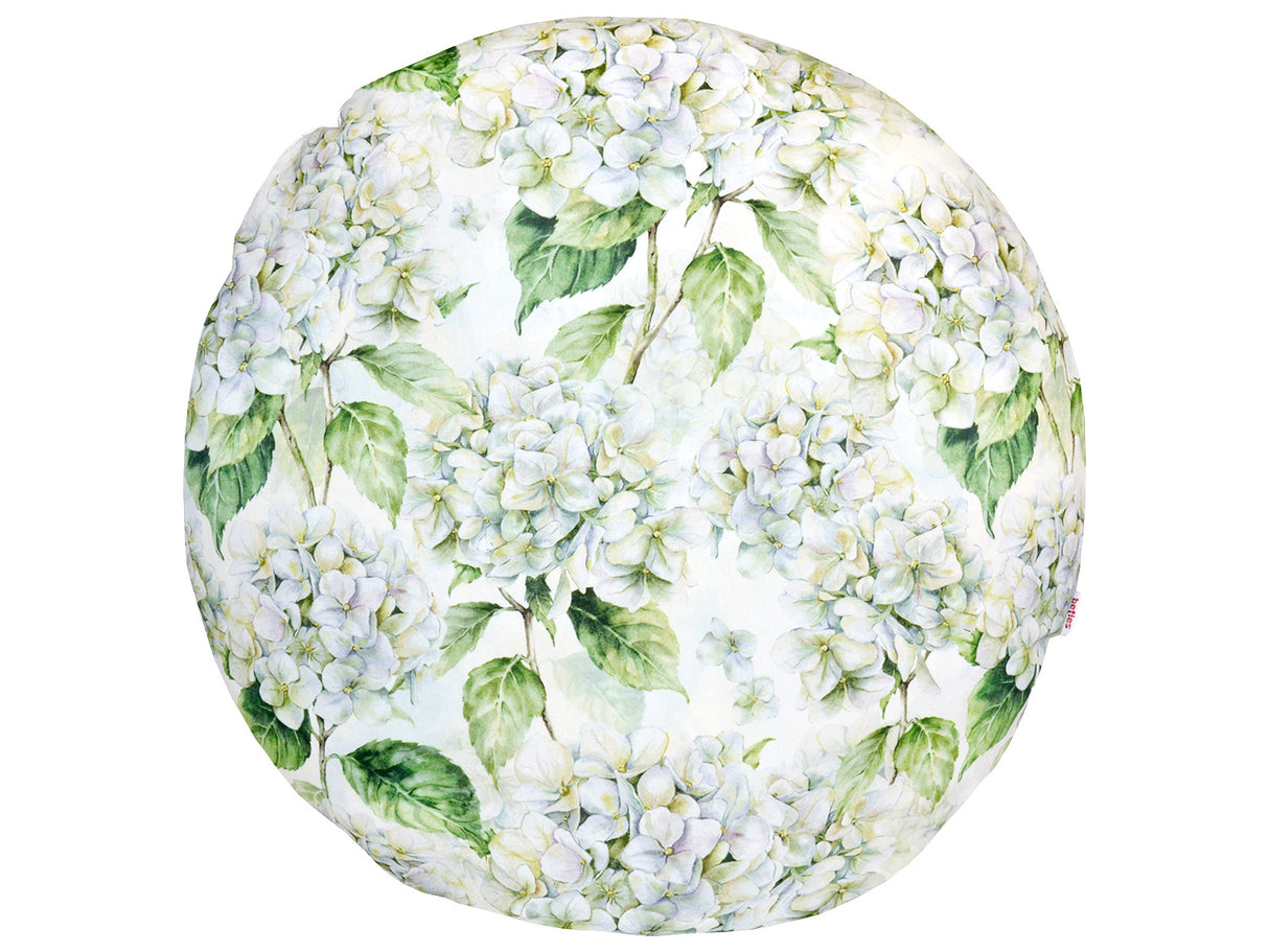Runde Kissenhülle ca. 60 cm Ø weiß Hortensie beties "Landlust"