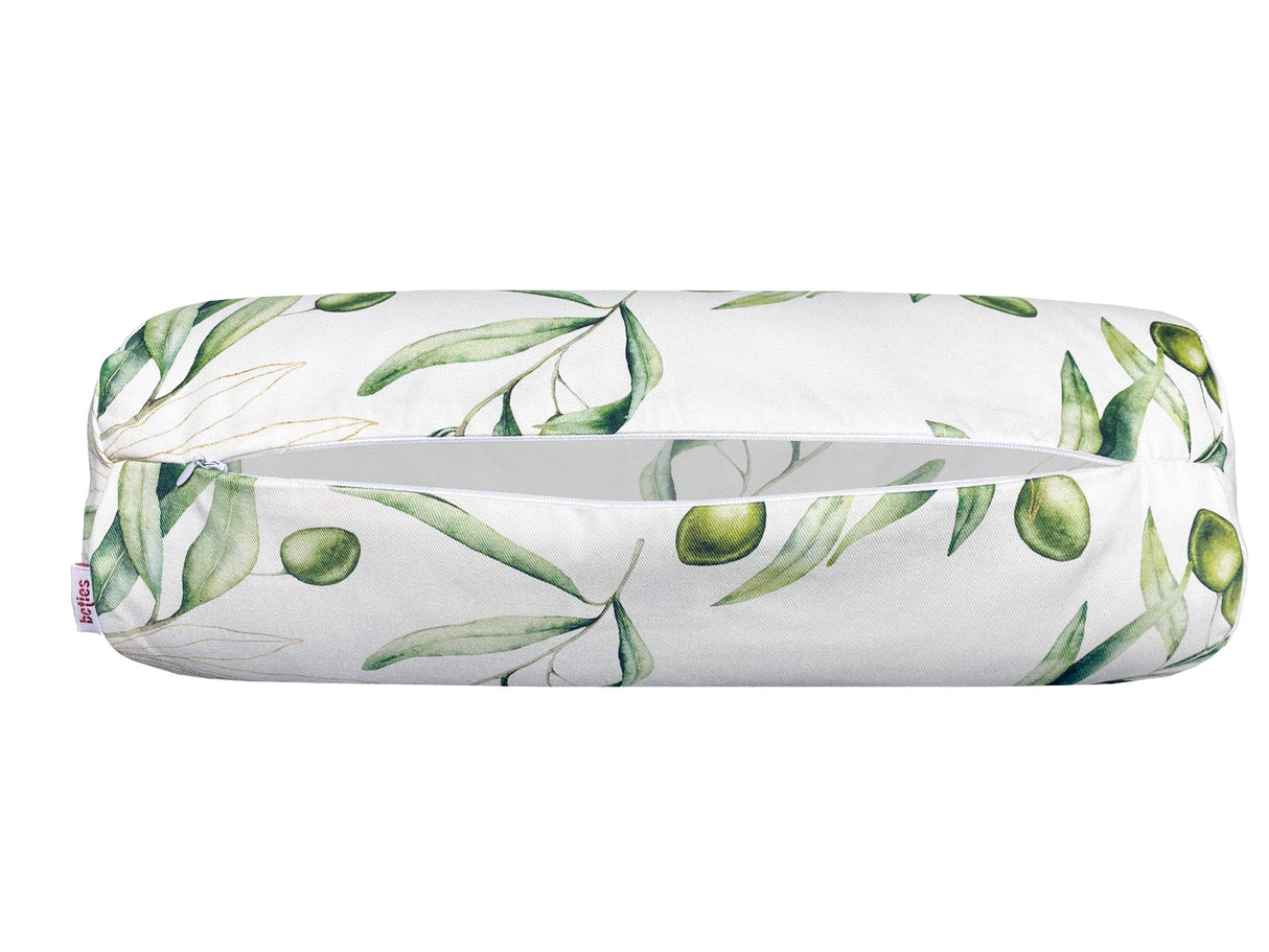 Mediterrane Hülle für Nackenrollen ca. 15x40 cm aus 100% Baumwolle - Oliven Design aus der beties "Italy Collection"