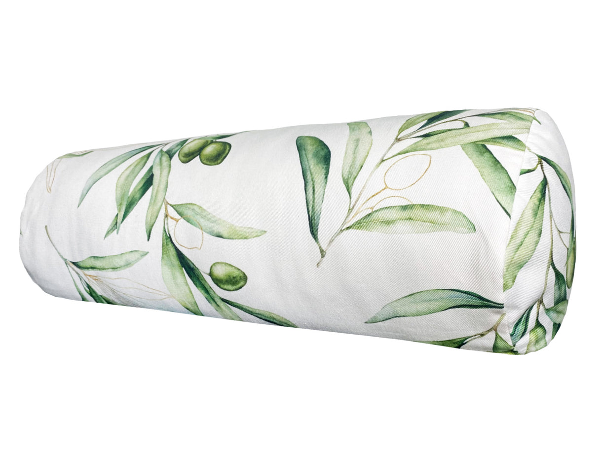 Mediterrane Hülle für Nackenrollen ca. 15x40 cm aus 100% Baumwolle - Oliven Design aus der beties "Italy Collection"