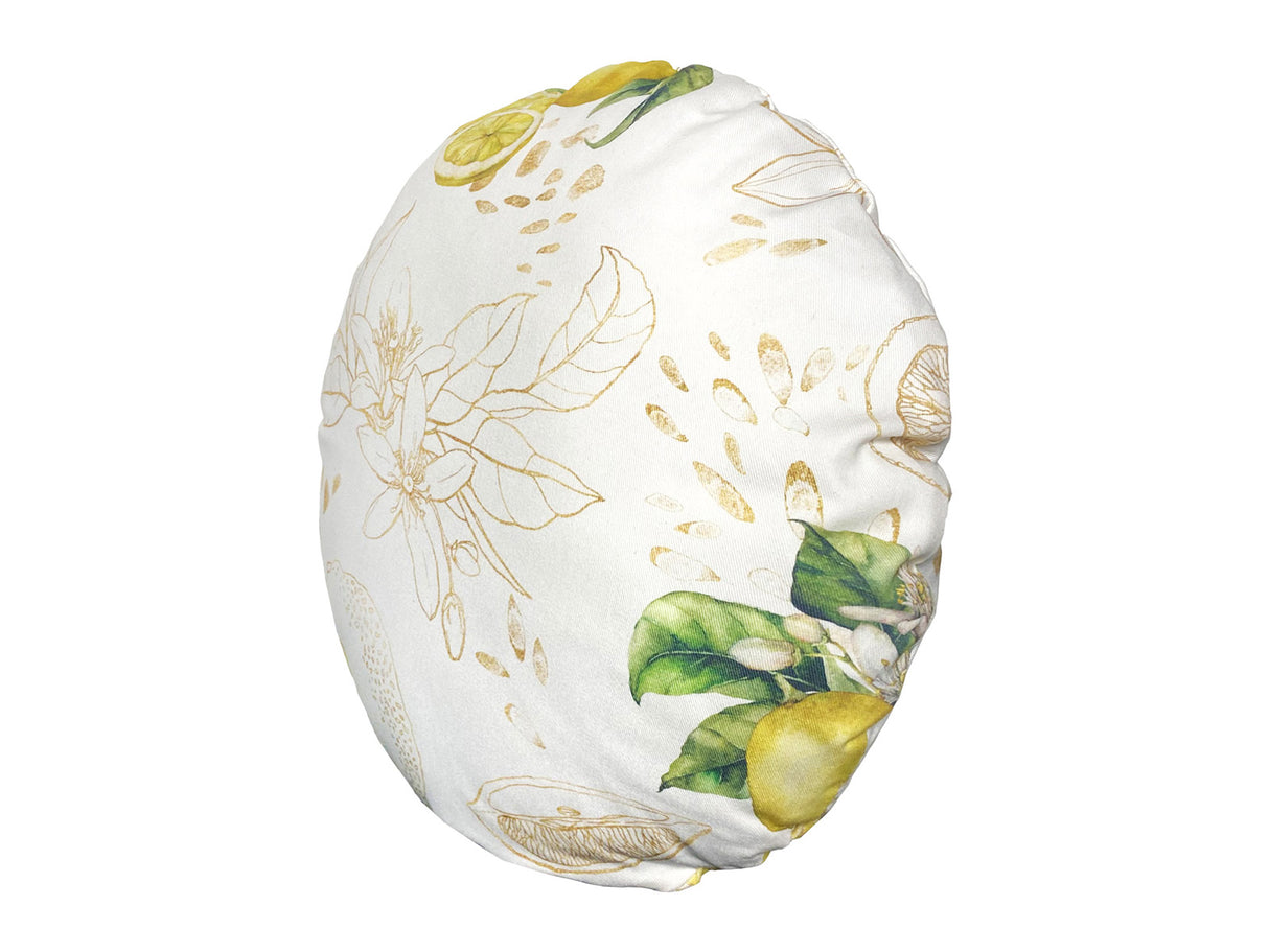 Hochwertige runde Kissenhülle ca. 40 cm Ø 100% Baumwolle Zitronen-Design beties "Italy Collection"