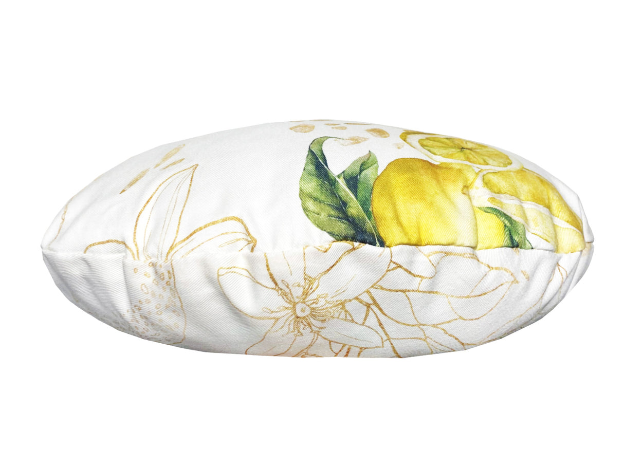 Hochwertige runde Kissenhülle ca. 40 cm Ø 100% Baumwolle Zitronen-Design beties "Italy Collection"