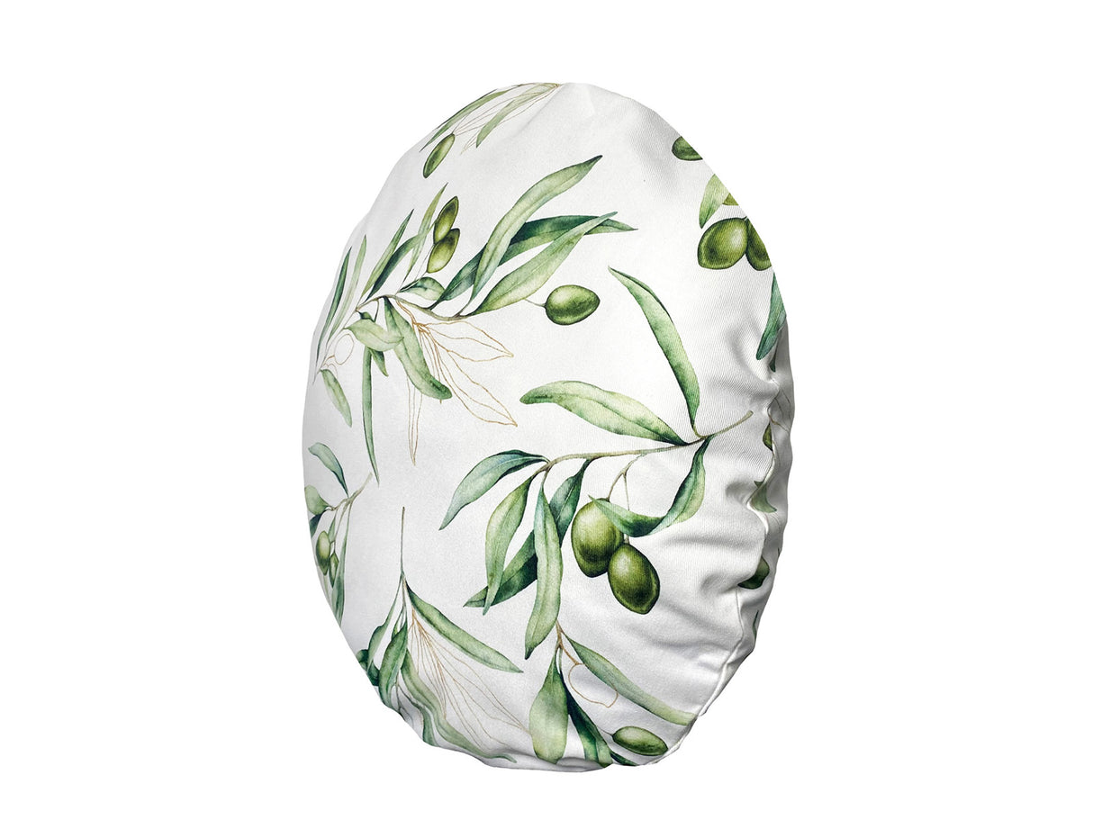 Mediterrane runde Kissenhülle ca. 50 cm Ø aus 100% Baumwolle - Oliven Design aus der beties "Italy Collection"