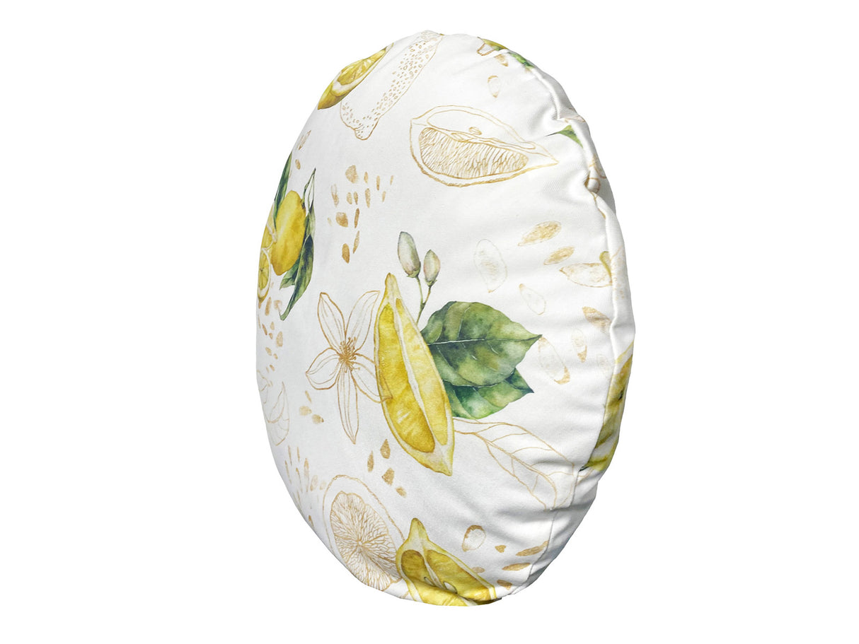 Hochwertige runde Kissenhülle ca. 50 cm Ø 100% Baumwolle Zitronen-Design beties "Italy Collection"
