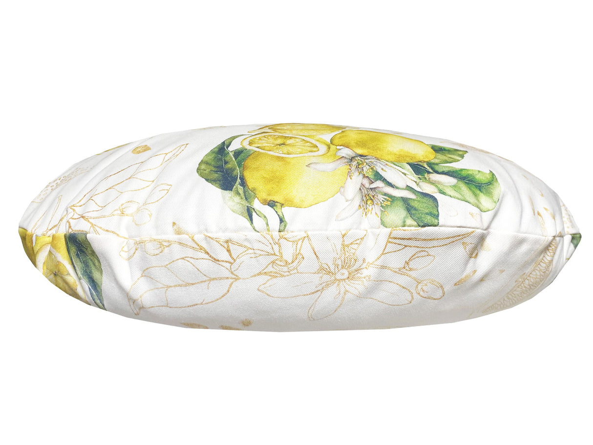 Hochwertige runde Kissenhülle ca. 50 cm Ø 100% Baumwolle Zitronen-Design beties "Italy Collection"