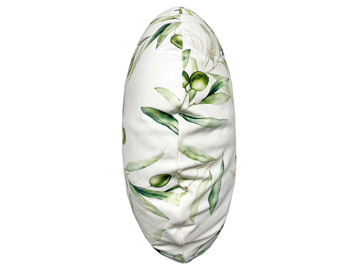 Mediterrane runde Kissenhülle ca. 60 cm Ø aus 100% Baumwolle - Oliven Design aus der beties "Italy Collection"