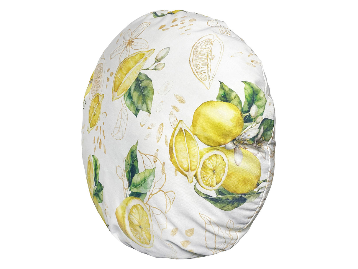 Hochwertige runde Kissenhülle ca. 60 cm Ø 100% Baumwolle Zitronen-Design beties "Italy Collection"