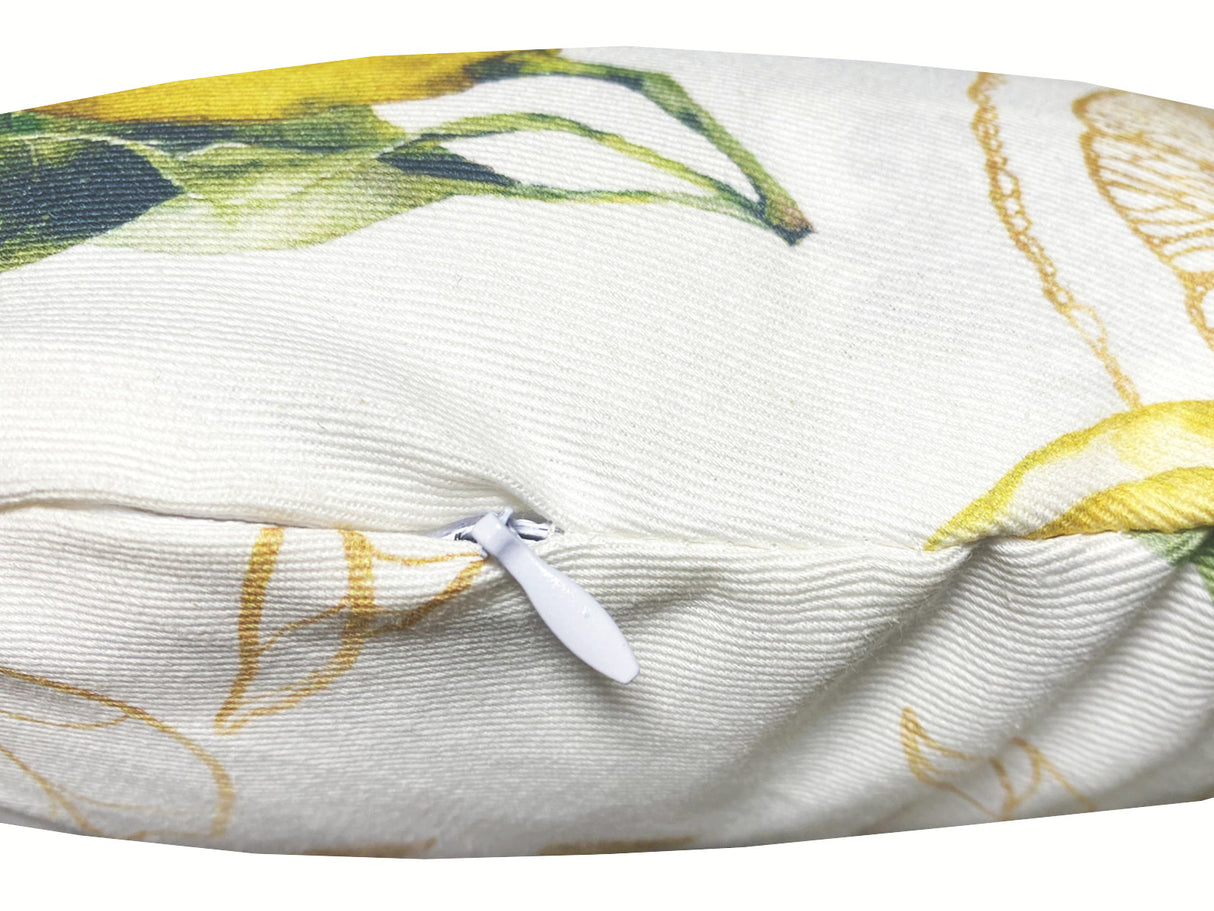 Hochwertige runde Kissenhülle ca. 50 cm Ø 100% Baumwolle Zitronen-Design beties "Italy Collection"