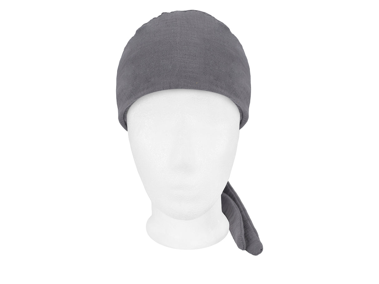 beties Musselin Schlafmütze OP-Haube – Basaltgrau – Vorderansicht – 100% Musselin