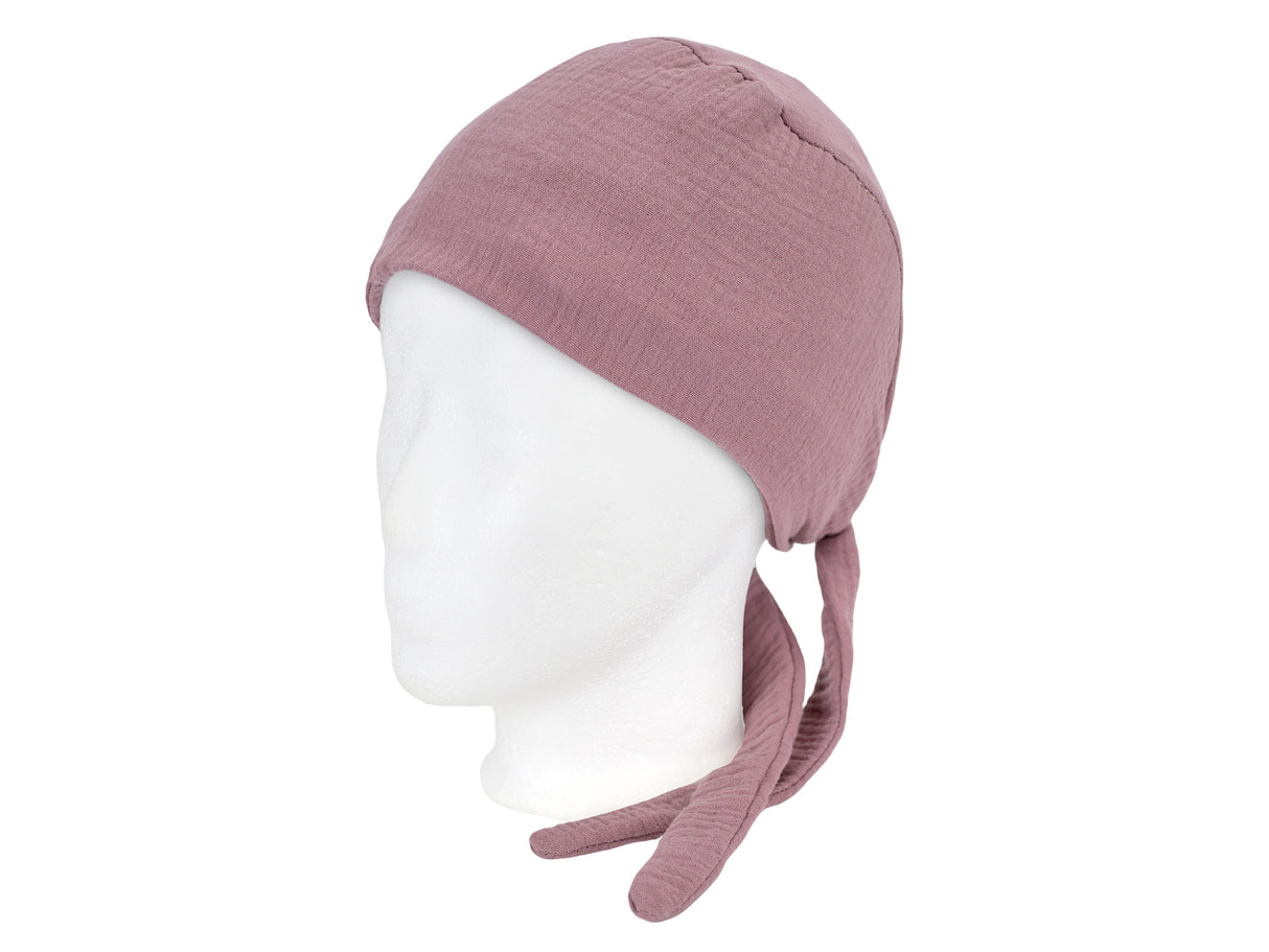 beties Musselin Schlafmütze OP-Haube – Rosenholz – seitenansicht – 100% Musselin