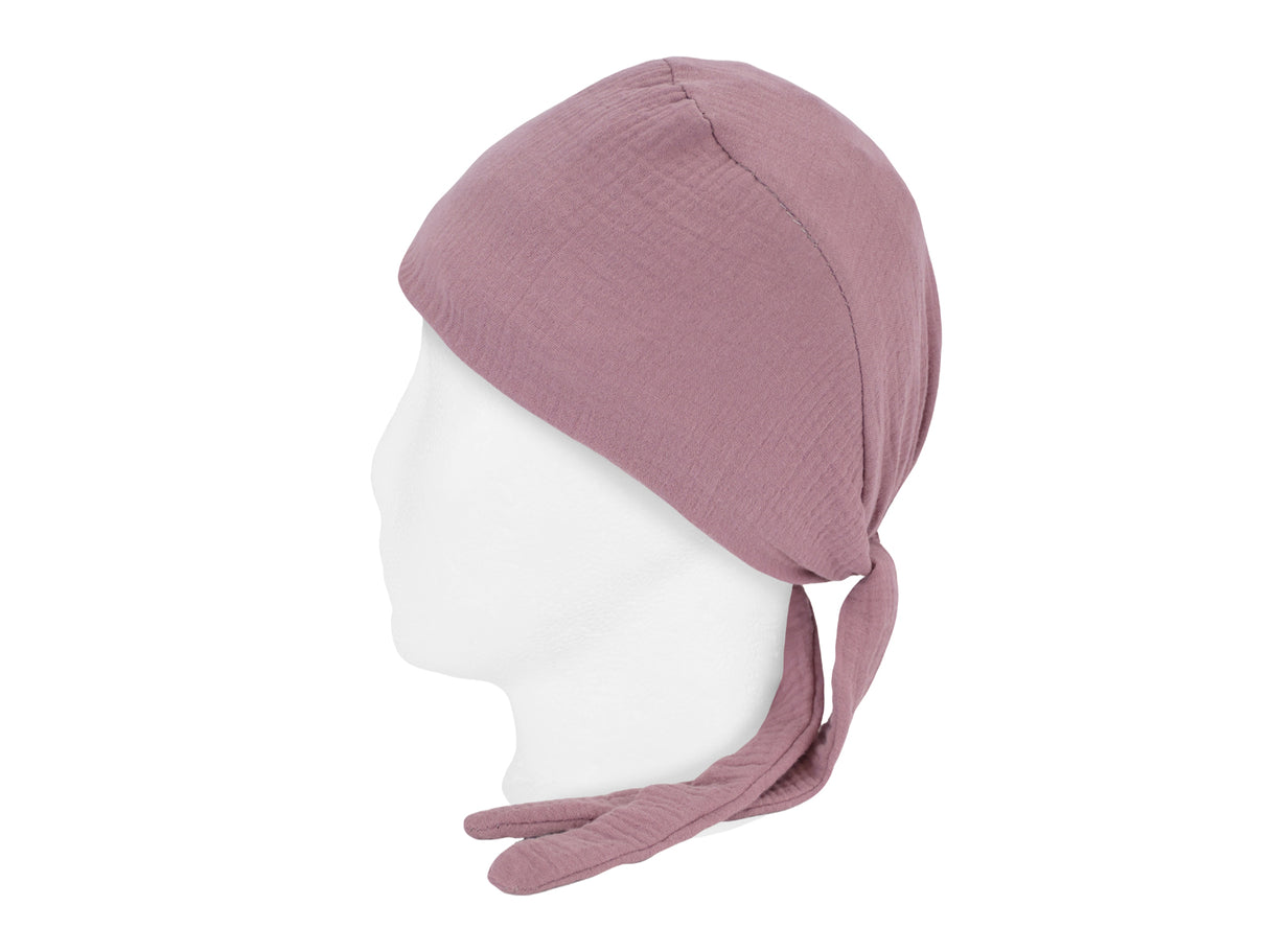 beties Musselin Schlafmütze OP-Haube – Rosenholz – seitenansicht – 100% Musselin