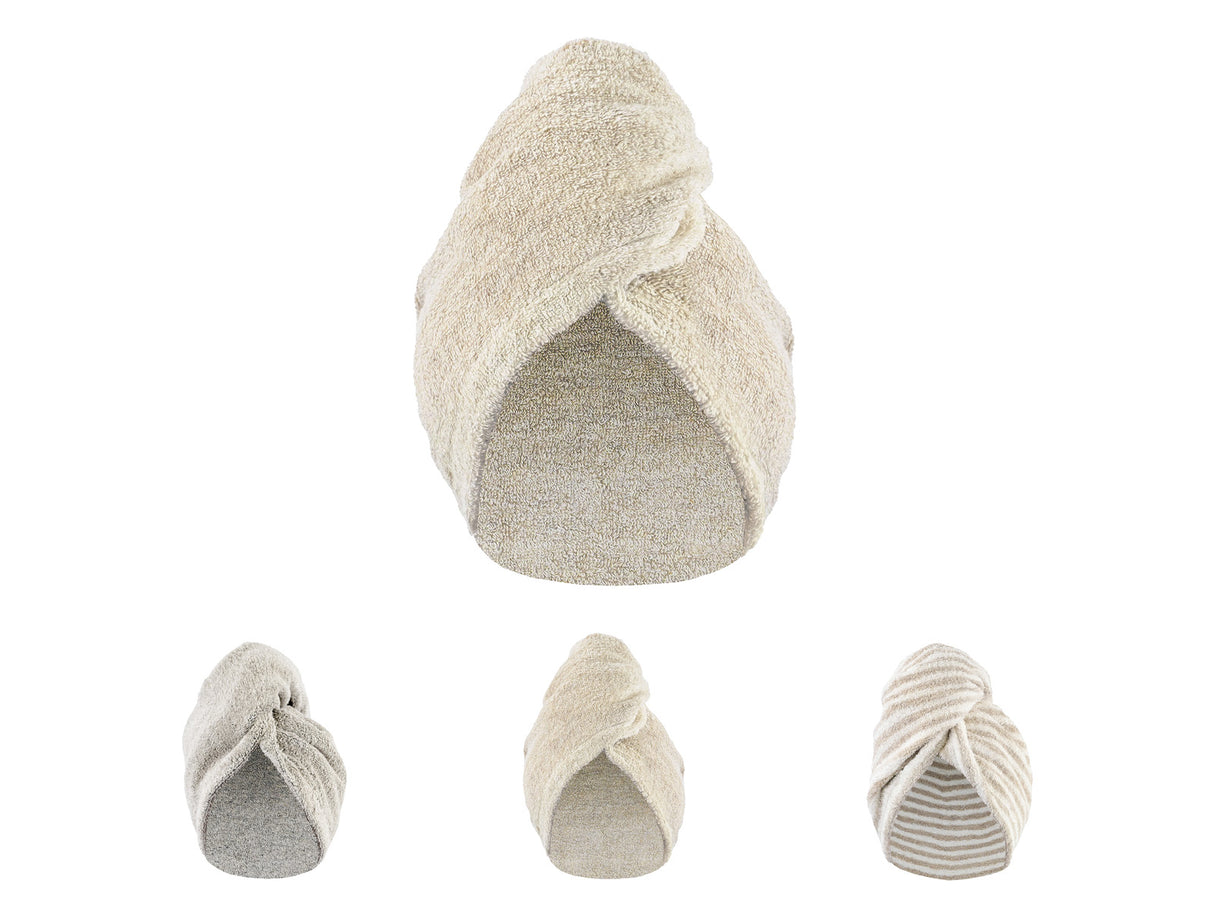 Haarturban 25x70 cm aus Leinen-Frottee mit Knopf | SAVU
