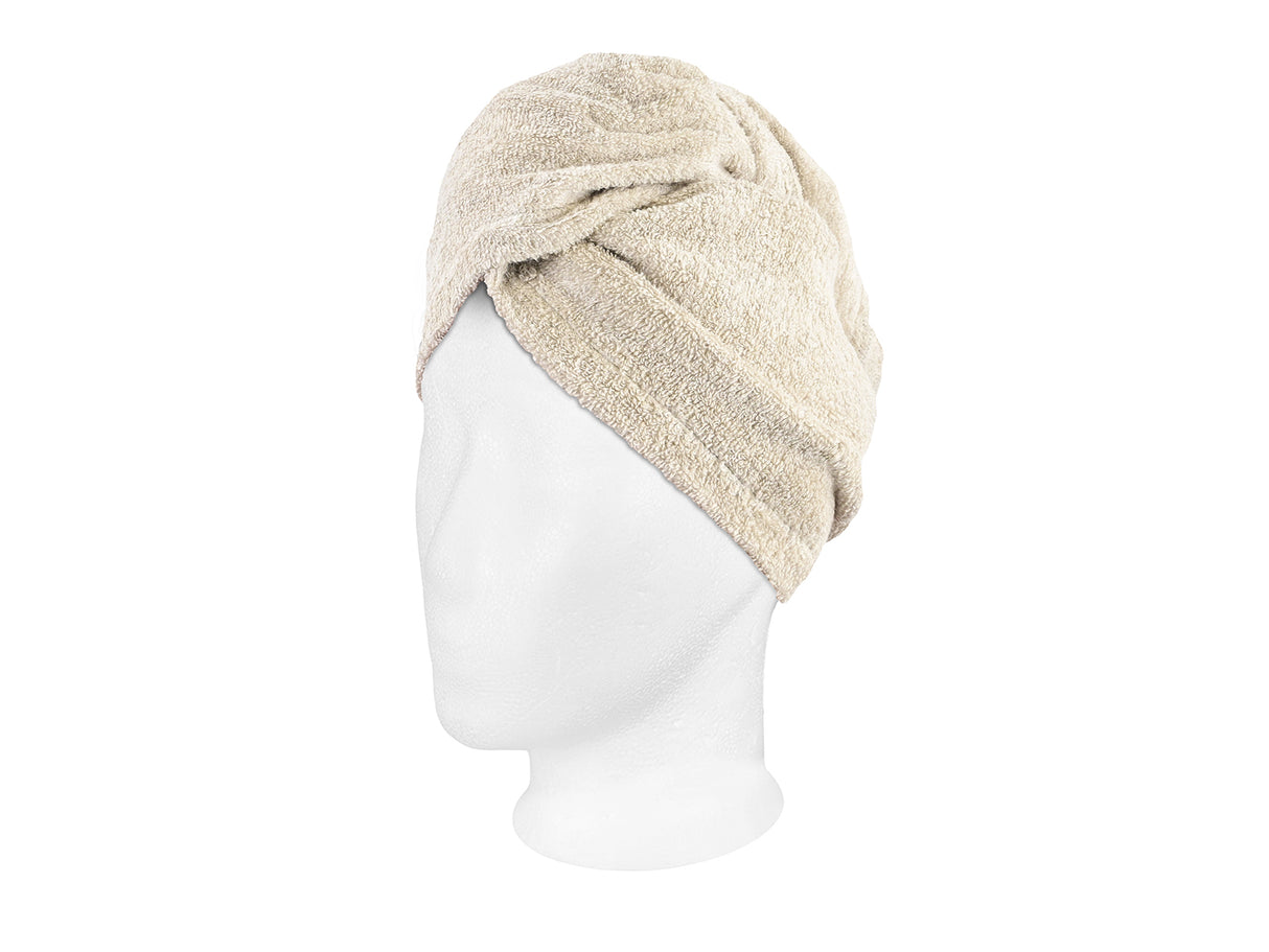 Haarturban 25x70 cm aus Leinen-Frottee mit Knopf | SAVU