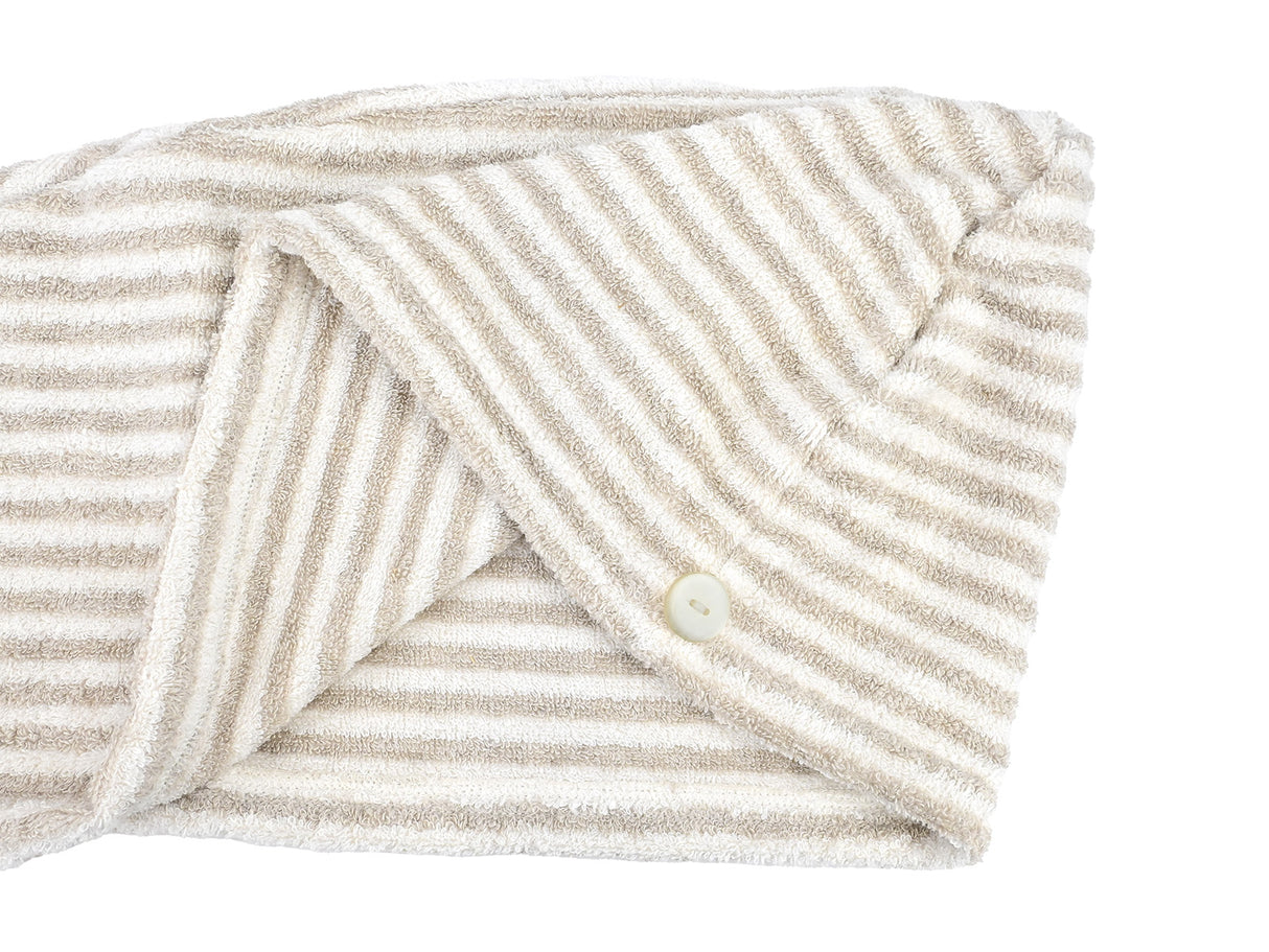 Haarturban 25x70 cm aus Leinen-Frottee mit Knopf | SAVU