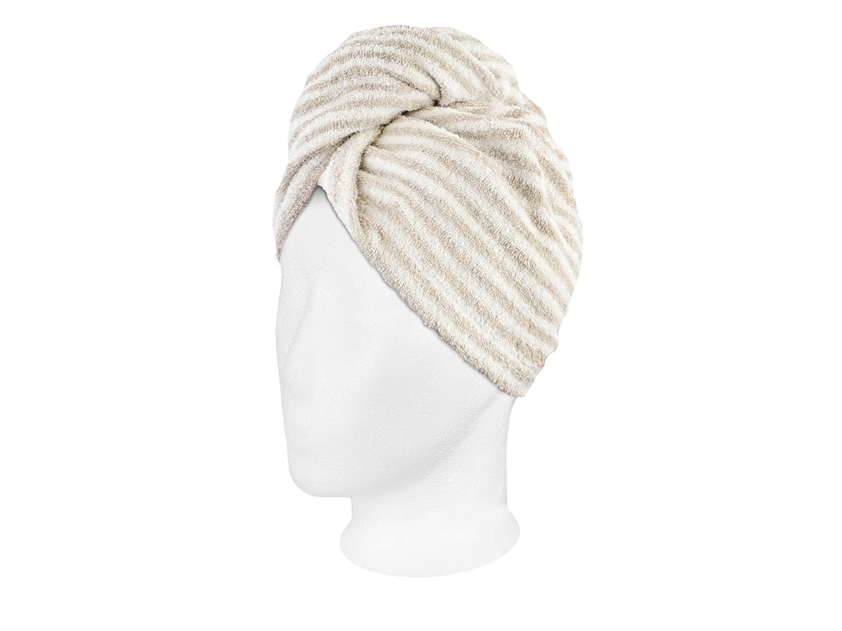 Haarturban 25x70 cm aus Leinen-Frottee mit Knopf | SAVU