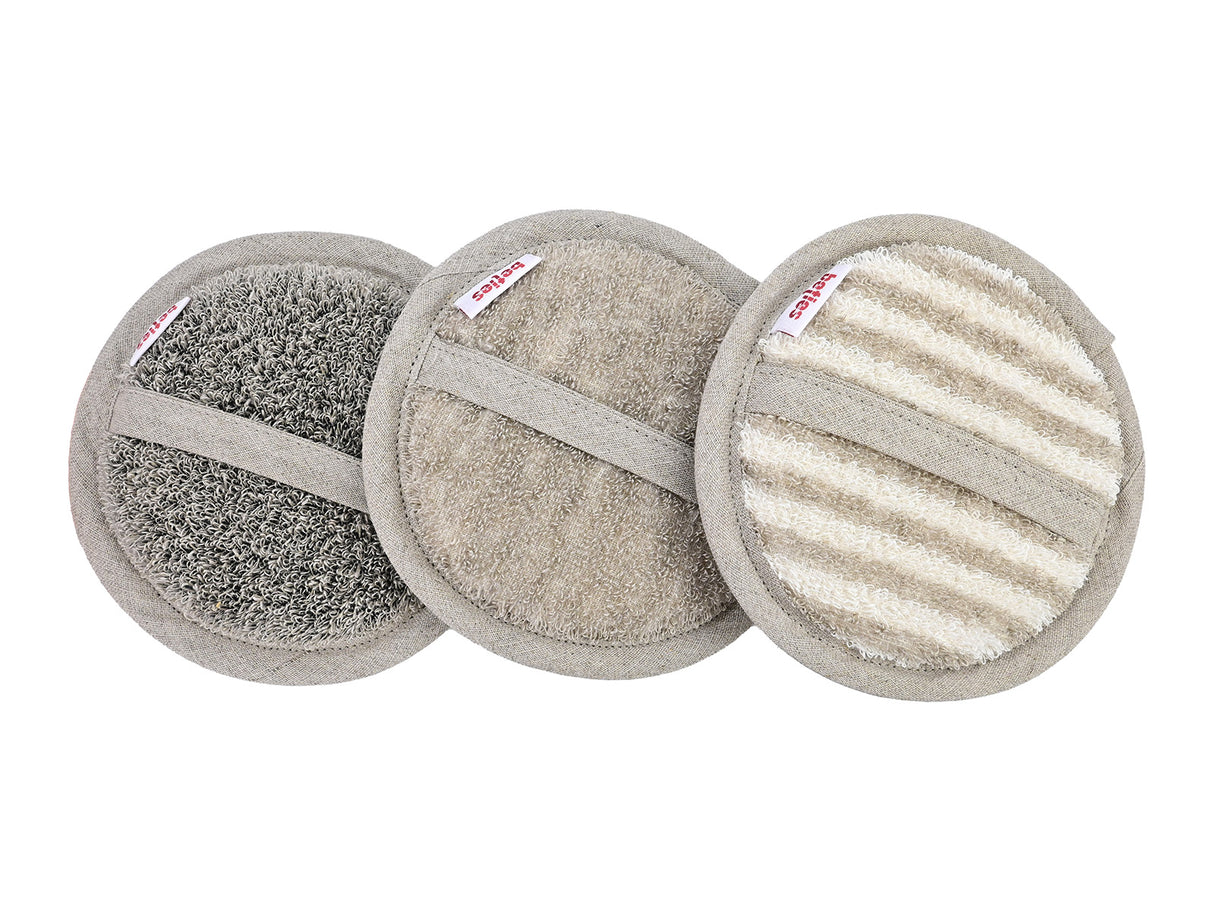 Leinen-Kosmetikpad Ø12 cm – Peeling-Frottee & Massage | SAVU