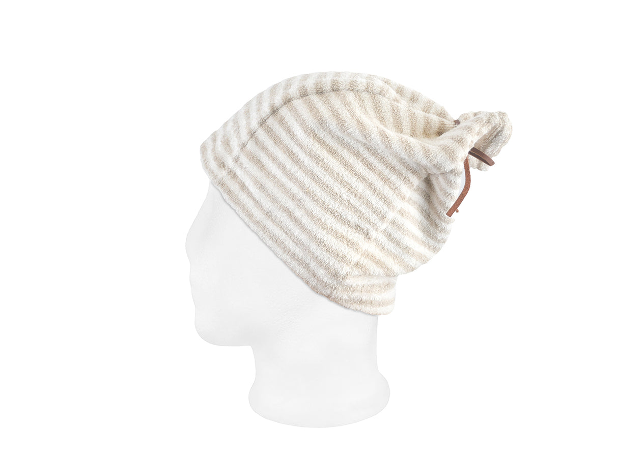 Saunahut Kamin aus Leinen-Frottee mit Lederband – One Size | SAVU