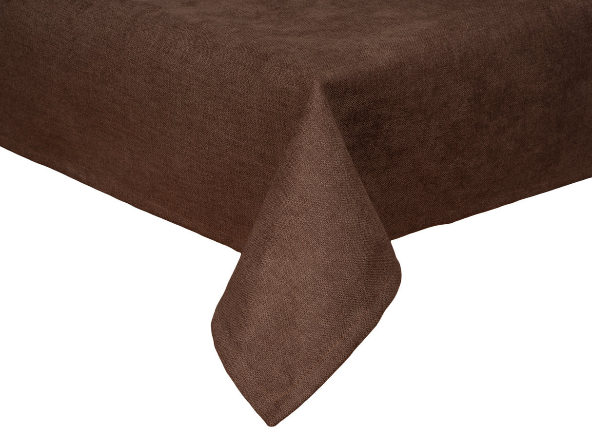 Tischdecke 100x100 cm kaffeebohne-braun Chenille-Haptik beties „FarbTon" – Tischwäsche Oeko-Tex