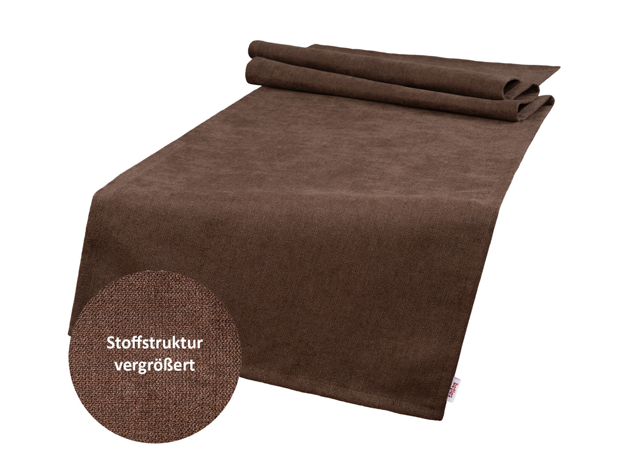 XL Tischläufer 40x220 cm kaffeebohne-braun Chenille-Haptik beties „FarbTon" – Detailbild Stoffstruktur