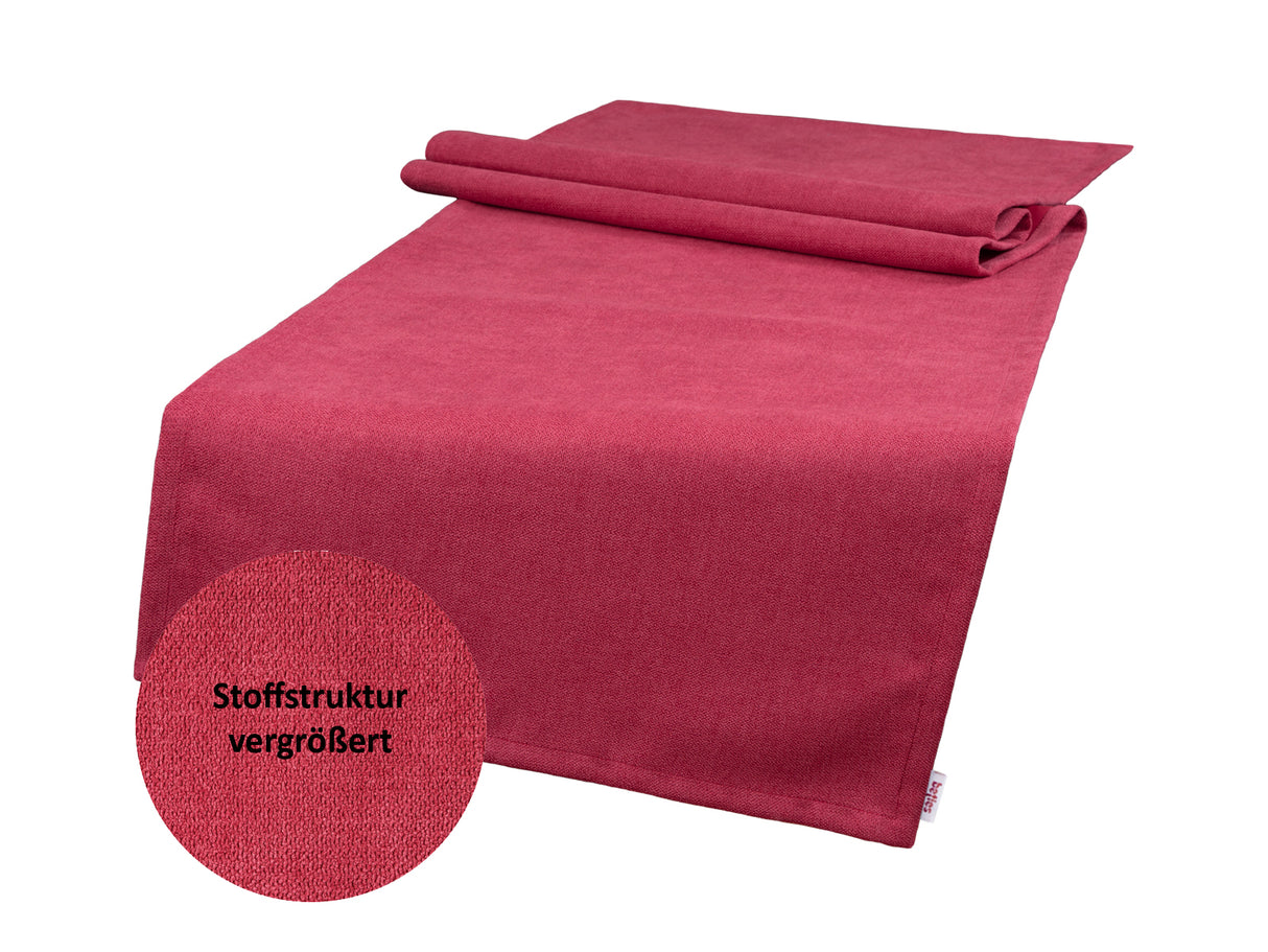 XL Tischläufer 40x220 cm himbeer-rot Chenille-Haptik beties „FarbTon" – Detailbild Stoffstruktur