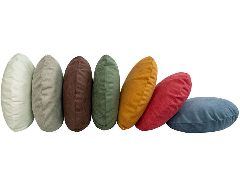 Runder Kissenbezug Chenille-Haptik beties „FarbTon" – Farbübersicht aller erhältlichen Farben in einer Reihe