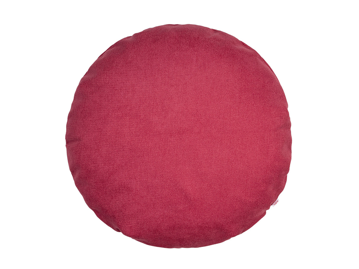 Kissenhülle rund 60 cm Ø himbeer-rot Chenille-Haptik beties „FarbTon" – Kissenbezug Oeko-Tex