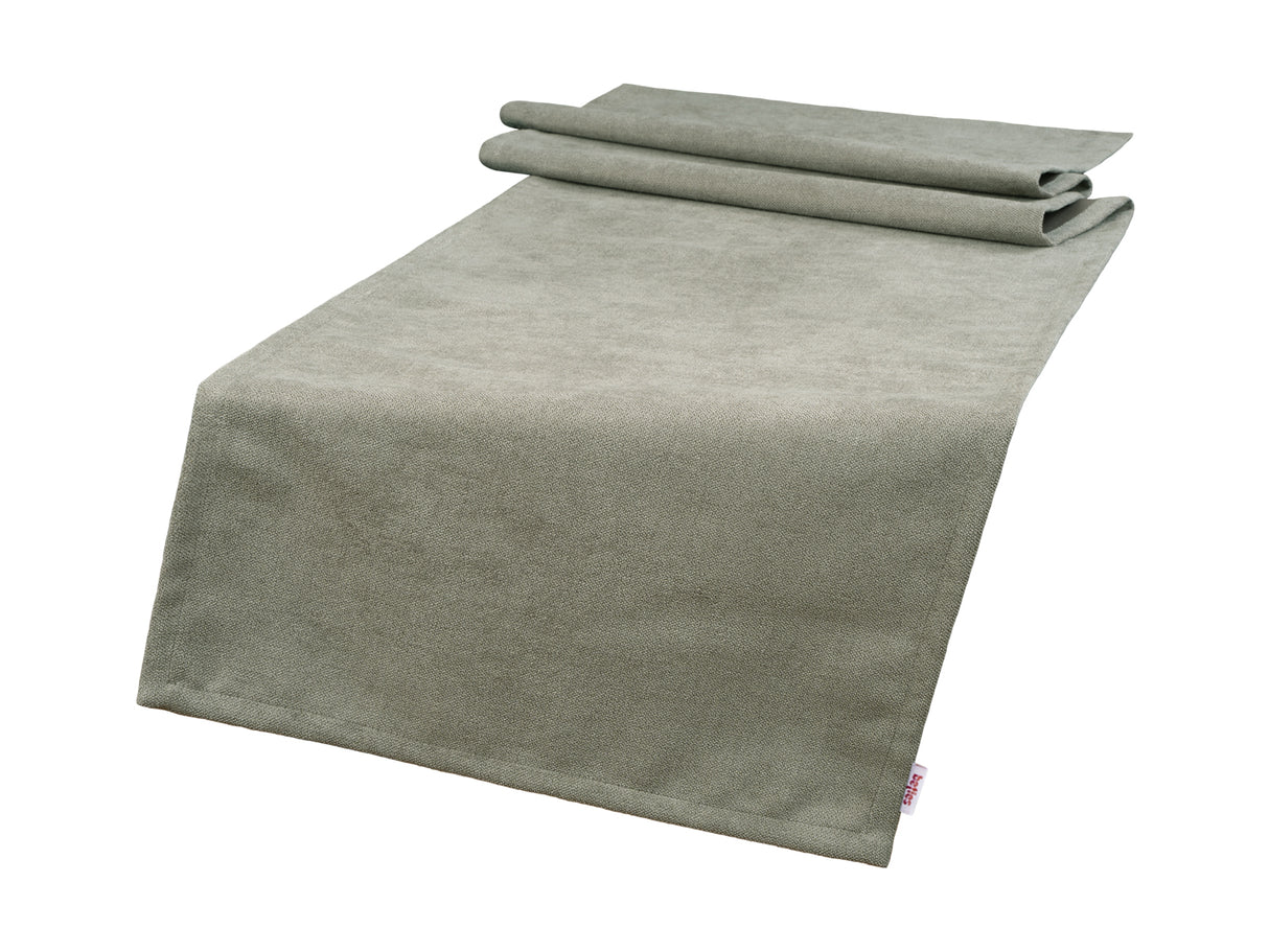 XL Tischläufer 40x220 cm greig-taupe Chenille-Haptik beties „FarbTon" – Tischwäsche Oeko-Tex