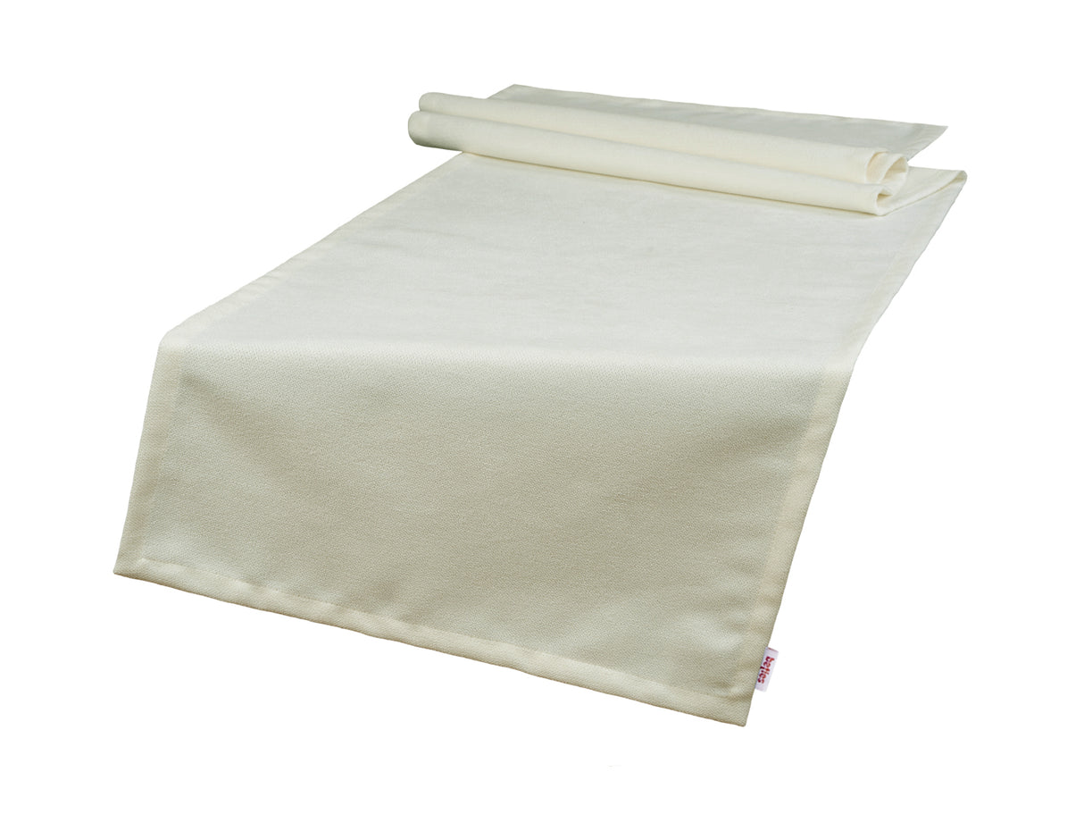 XL Tischläufer 40x220 cm sahne-weiß Chenille-Haptik beties „FarbTon" – Tischwäsche Oeko-Tex