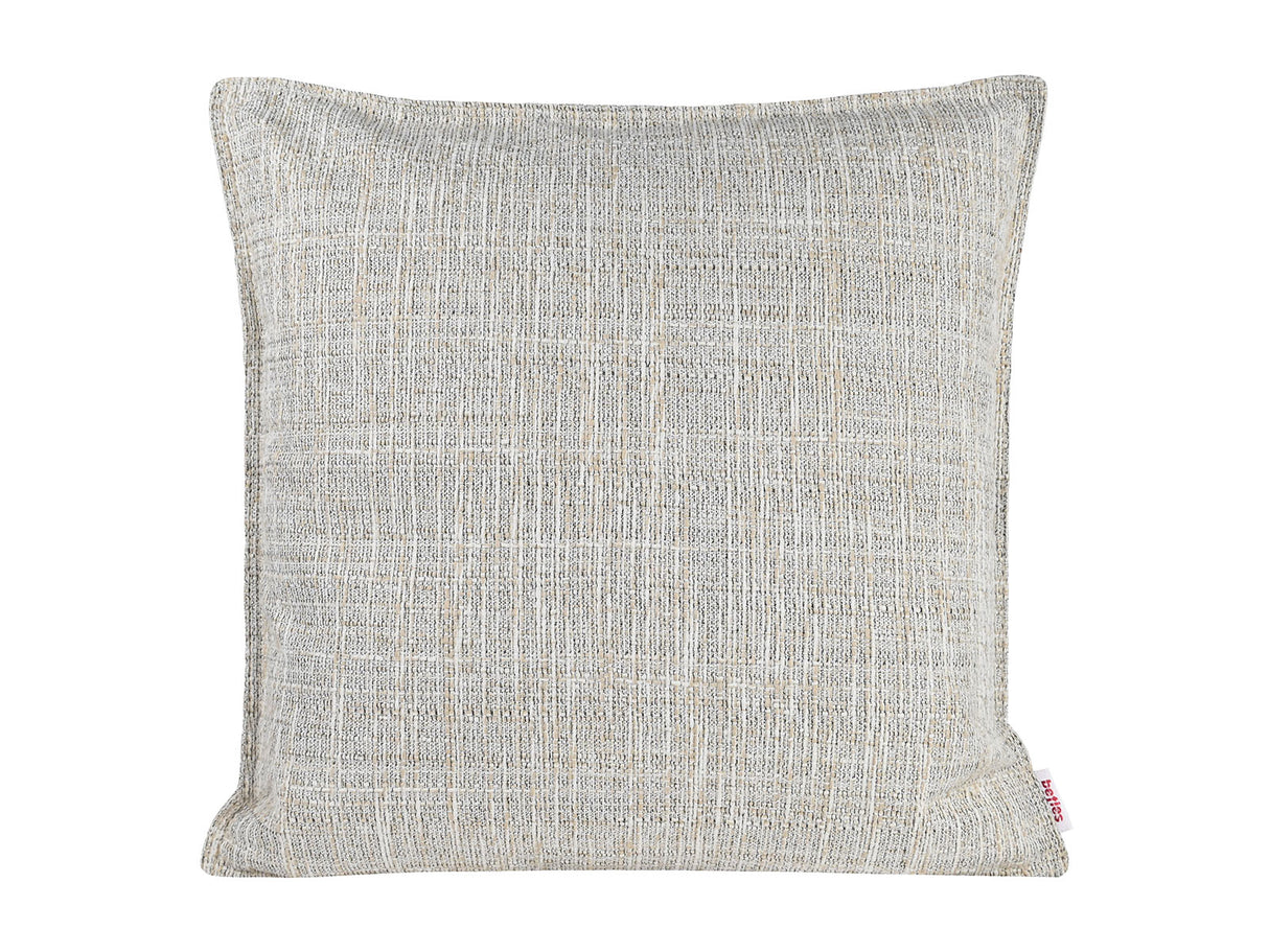 beties Freiluft Melange Outdoor-Kissenhülle 40x40 cm Beige Frontansicht – wetterfeste Kissenhülle für Balkon