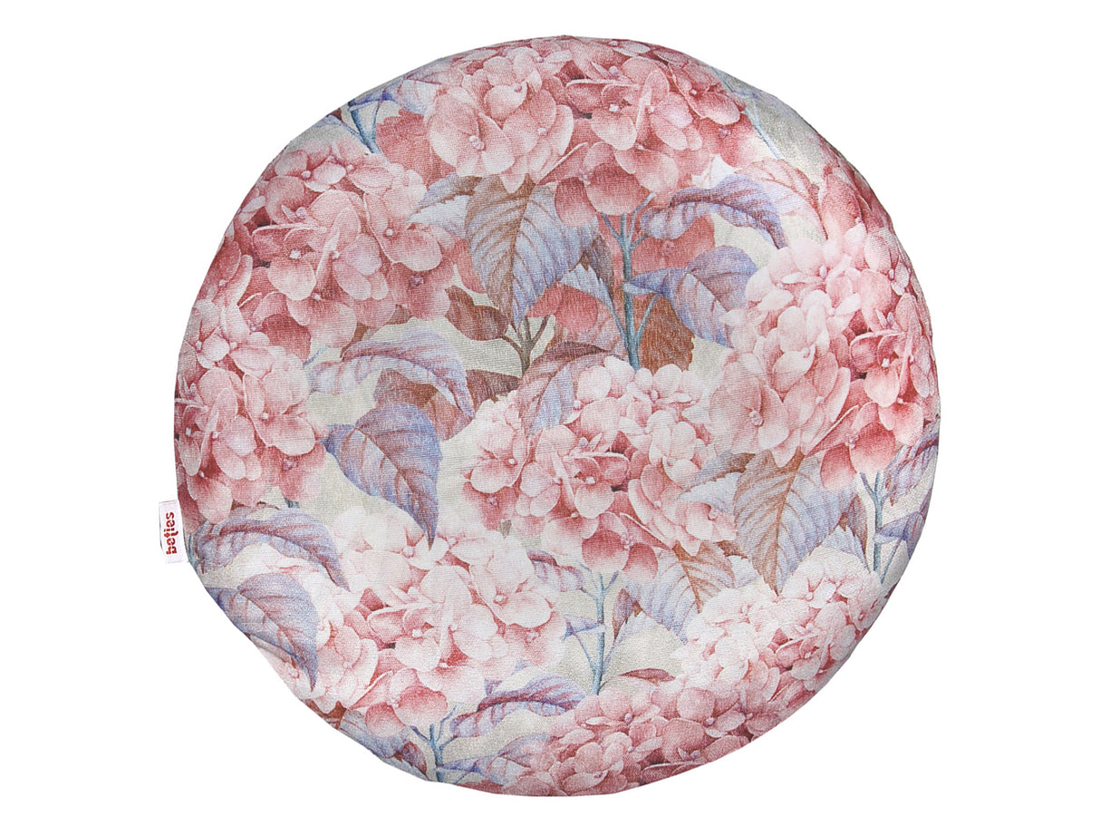 Kissenhülle rund ca. 40 cm Ø Blüten-Meer in flieder-blau beties "Hortensie"