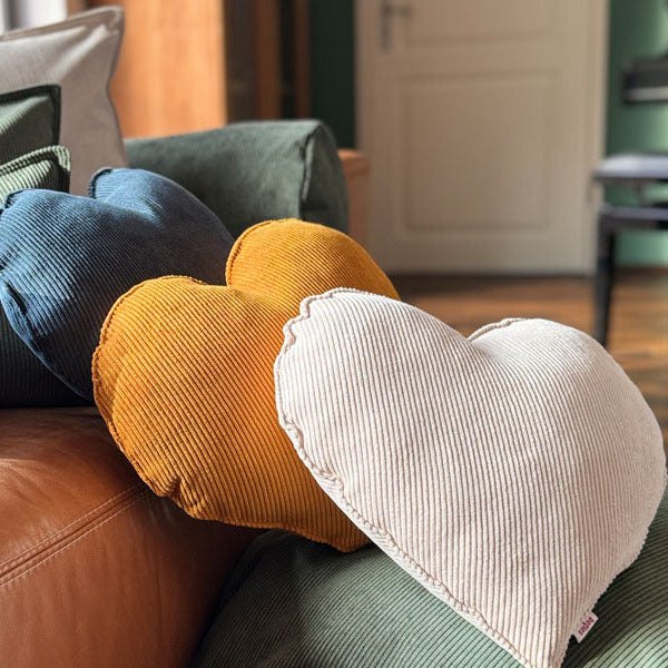 Oreiller coeur rempli d'environ 35x40 cm oreiller décoratif en velours côtelé beties "HYggelig No.1"