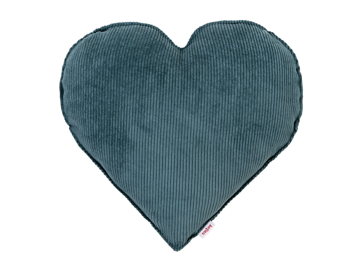 Gefuelltes Herzkissen ca. 35x40 cm aus Cord-Samt in der Farbe nord-blau aus der beties "HYggelig No.1" Kollektion.