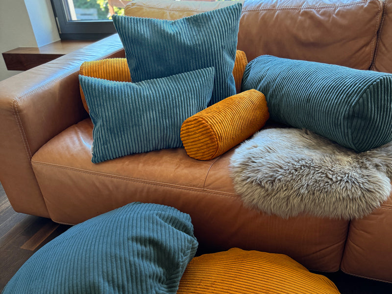 Housse de coussin ronde d'environ 80 cm Ø bloc de velours côtelé beties "HYggelig No.2" housse de coussin de qualité décorateur d'intérieur d'une entreprise allemande