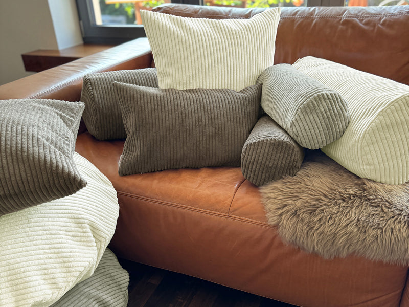 Housse de coussin ronde d'environ 80 cm Ø bloc de velours côtelé beties "HYggelig No.2" housse de coussin de qualité décorateur d'intérieur d'une entreprise allemande