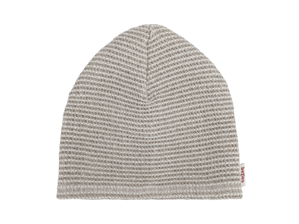 beties Sauna beanie Leinen-Waffelpique – flach ausgelegt