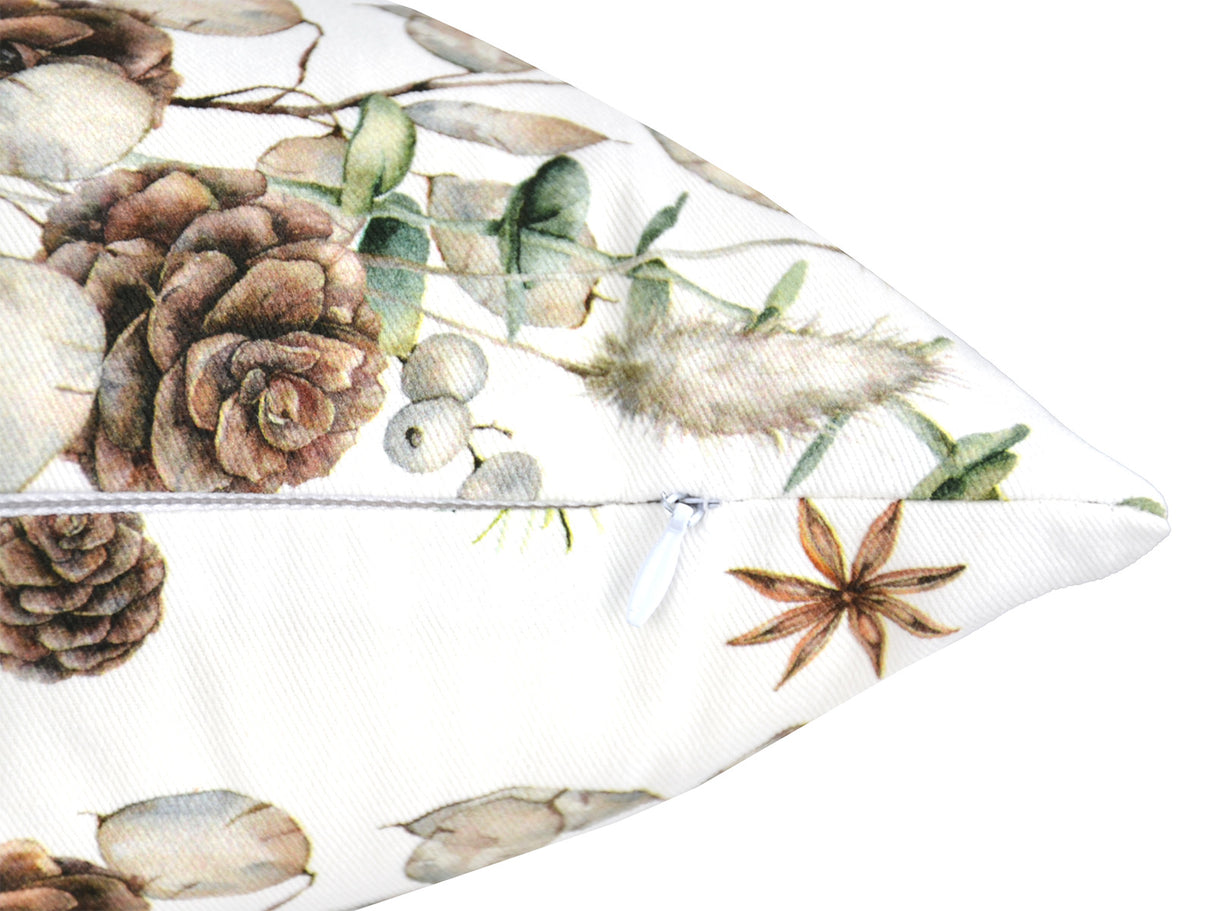 Kissenhuelle ca. 25x35 cm Detailansicht des Reissverschluss – Winterdeko mit Tannenzapfen – 100% Baumwolle – aus der beties Kollektion, Magie des Winters "Moggl"