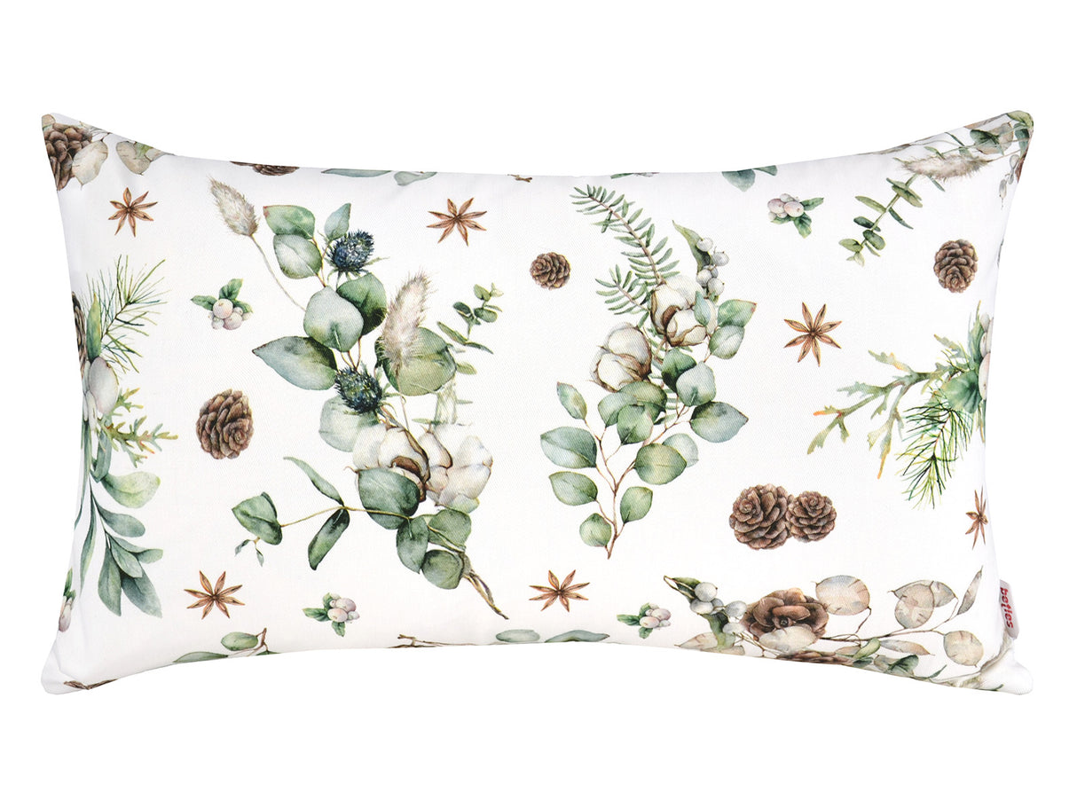 Kissenhuelle ca. 30x50 cm – Winterdeko mit Tannenzapfen – 100% Baumwolle – aus der beties Kollektion, Magie des Winters "Moggl"